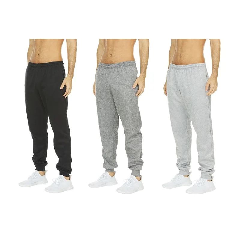 Daresay Mens Tech Fleece Joggers 3Pack Dry Fit Performance Sweatpants