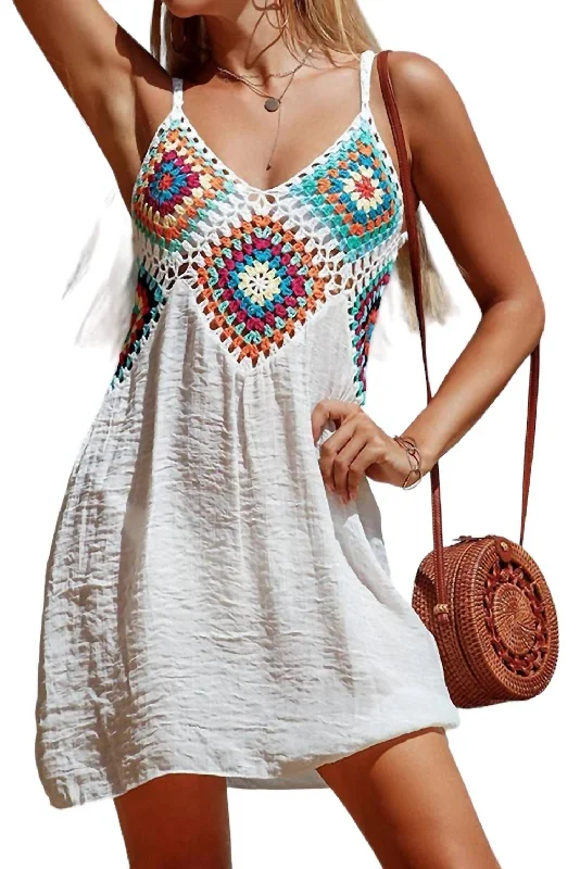 Shawna Crochet Swim Coverup In White