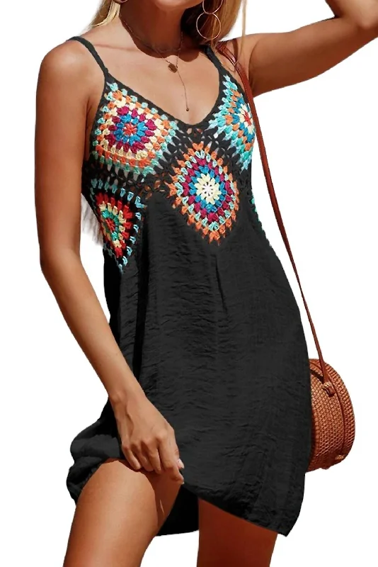 Shawna Crochet Swim Coverup In Black