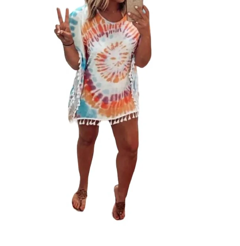 Women's Tie Dye Coverup In Multi