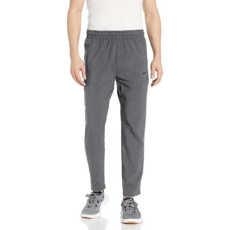 Reebok Mens Workour Ready Woven Athletic Track Pants, Grey, Small