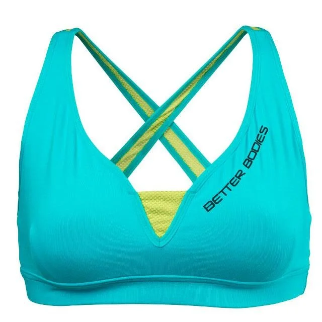 Better Bodies Contrast Short Top -Aqua-Lime