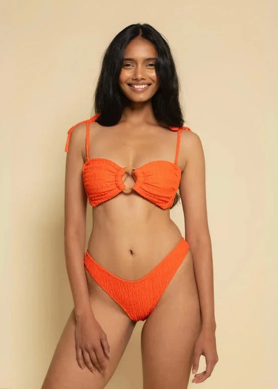 Tori Ties Bandeau Bikini Top Tangerine