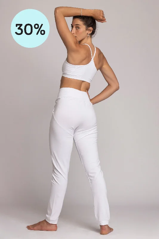 Organic Cotton Pure White Unisex Slouchy Pants