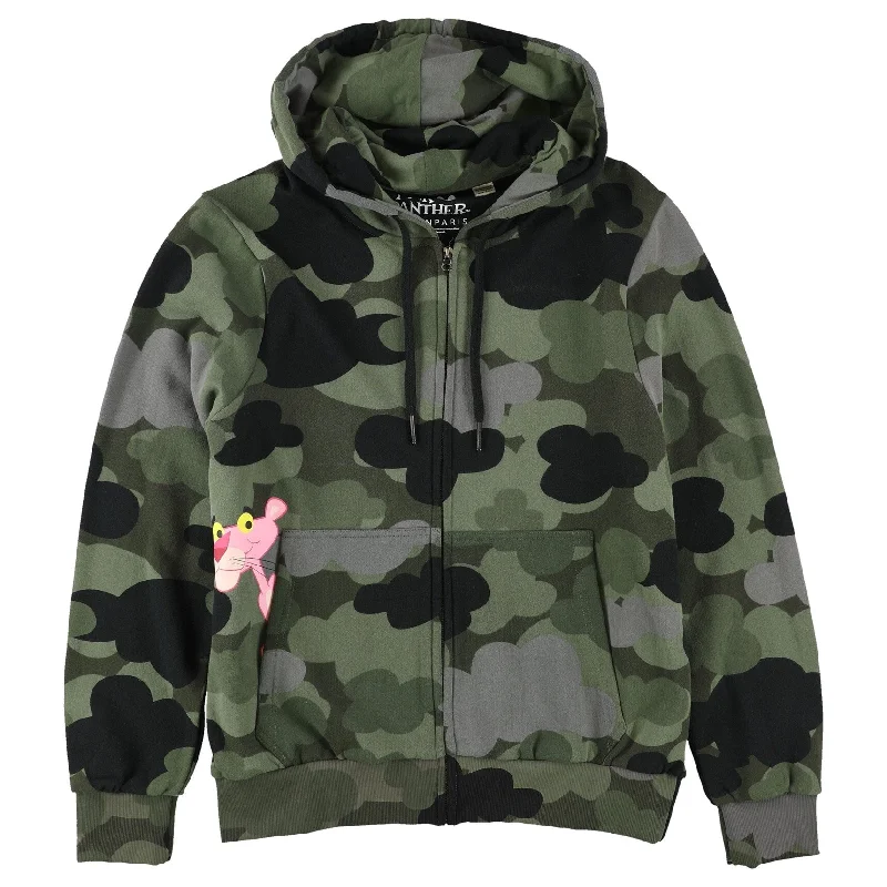 Elevenparis Mens Pink Panther Peek Out Hoodie Sweatshirt, Green, Large