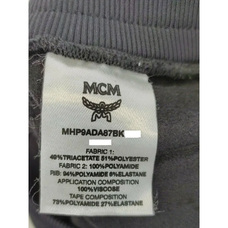 MCM Men's Black Straight Sweatpants with Olive Green Mesh