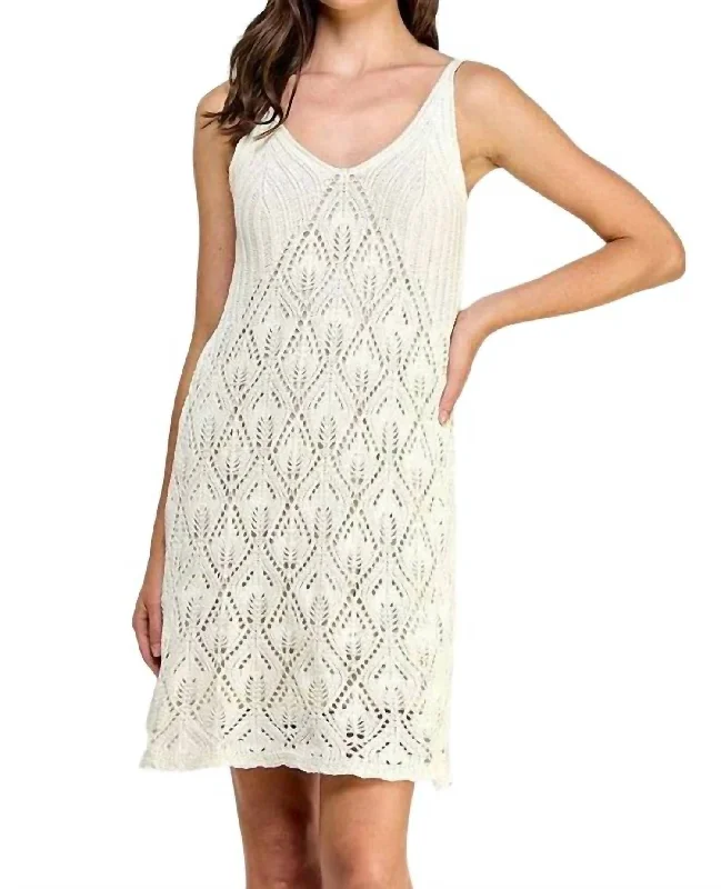 Ellie Crochet Mini Coverup Dress In Cream