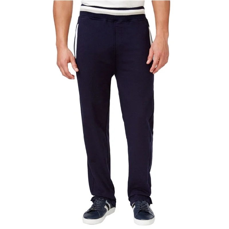 Sean John Mens Taped French Terry Athletic Track Pants, Blue, Small