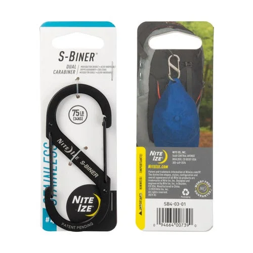 S-biner Stainless Steel Dual Carabiner #4 - Black/ss