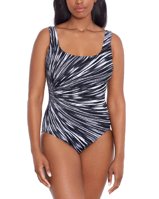 2024 Longitude Night Point Panel Scoopneck Tank Long Torso One Piece Swimsuit - L241900