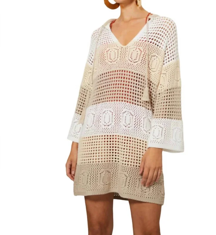 Mesh Cover Up Dress In Sand Dollar Combo