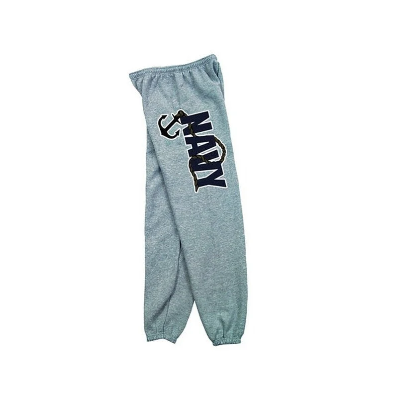 Fox Outdoor Casual Sweatpants Mens Navy Anchor Elastic Gray 64-777