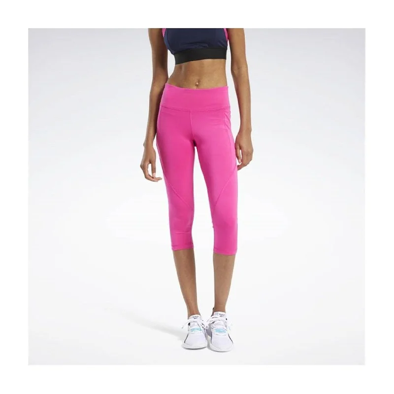 Reebok Womens Workout Ready Capri Compression Athletic Pants, Pink, Medium