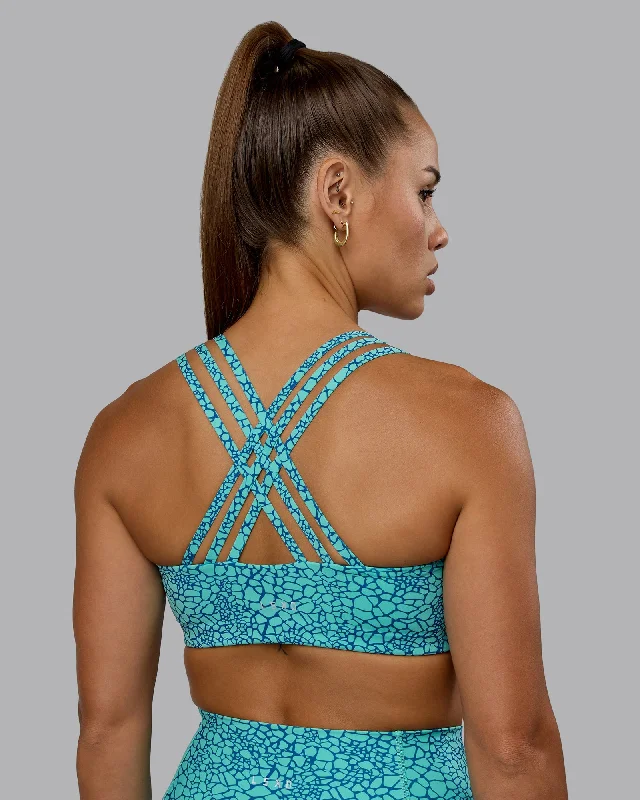 Push The Limit Sports Bra - Aquatic Awe Vitality Print