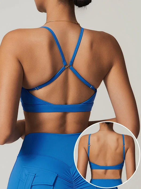 ZASUWA Female Front Folds Cross Back Backless Sports Bras