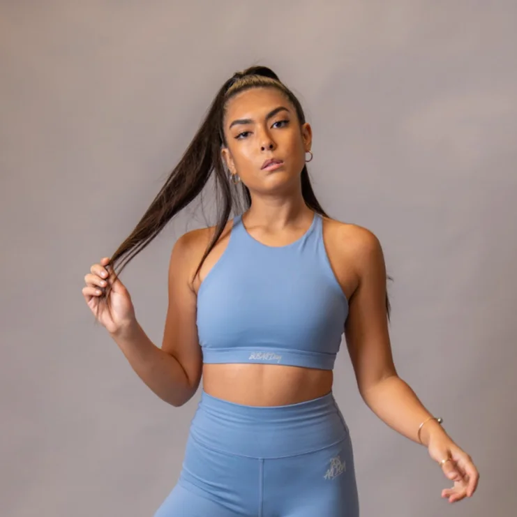 808ALLDAY Women's Blue Halter Sports Bra