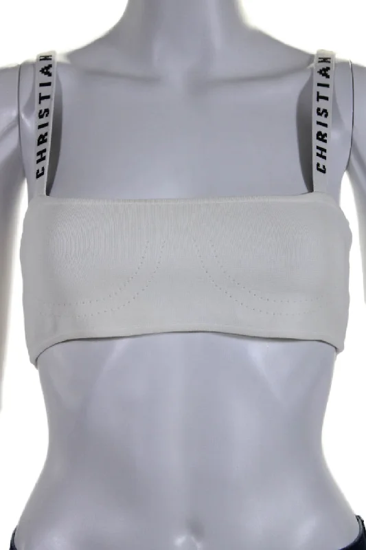 Christian Dior Womens White Square Neck Sleeveless Sports Bra