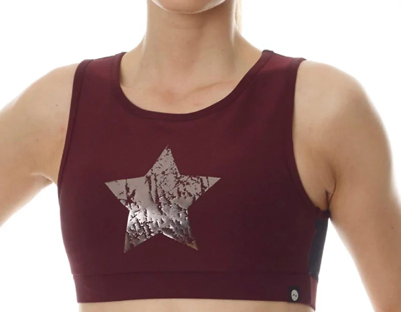 Chrome Star Mesh Low Impact Sports Bra In Red