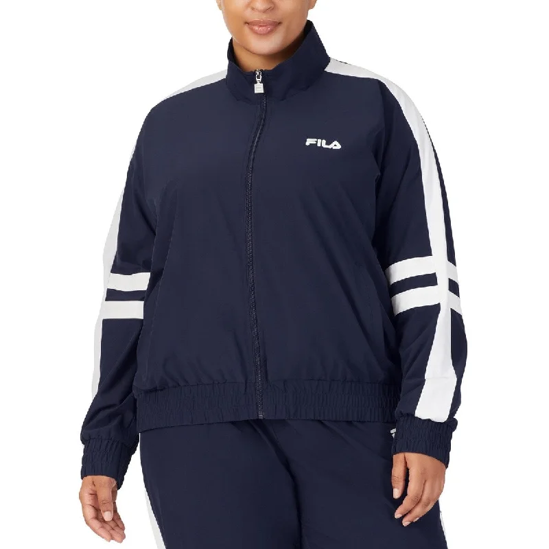 Fila Women's Jovia Zip Front Logo Track Jacket Blue Size 1X