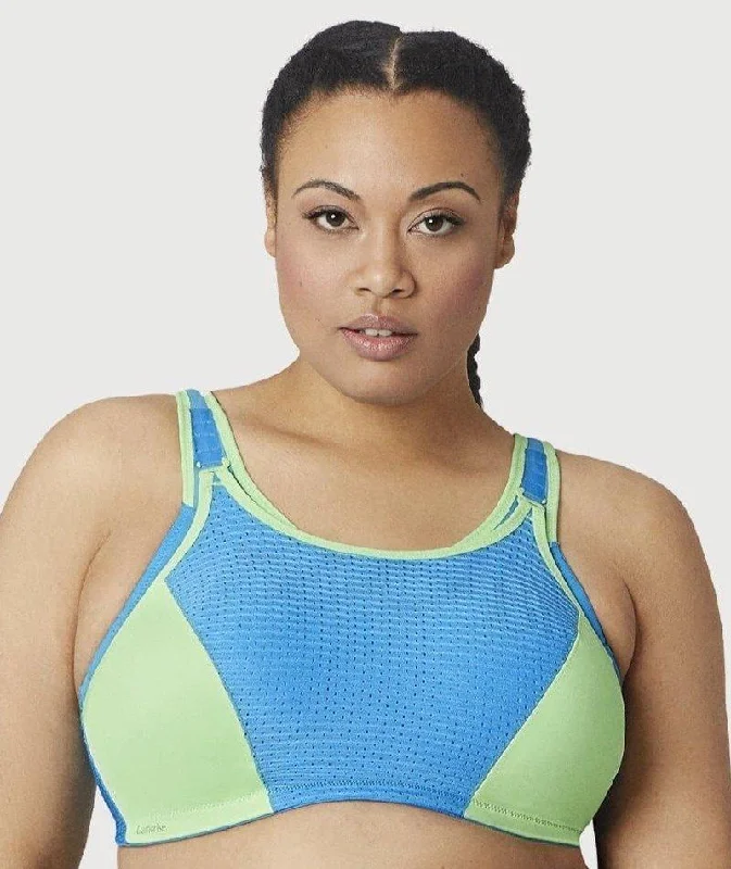 Glamorise Custom Control Wire-Free Sports Bra - Blue/Green