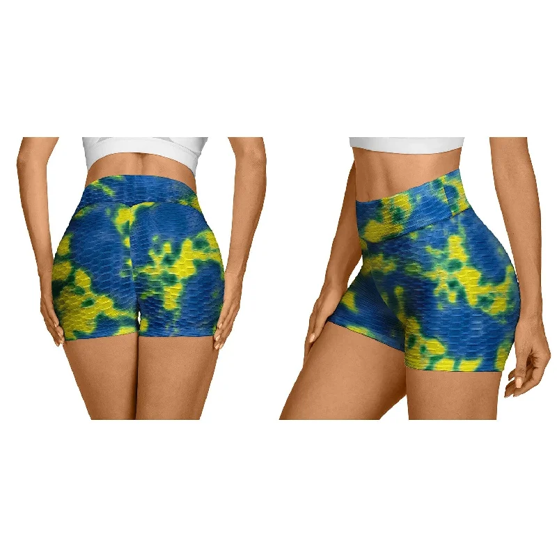 High Waisted AntiCellulite Biker Shorts 2Pack Womens TieDye Leggings