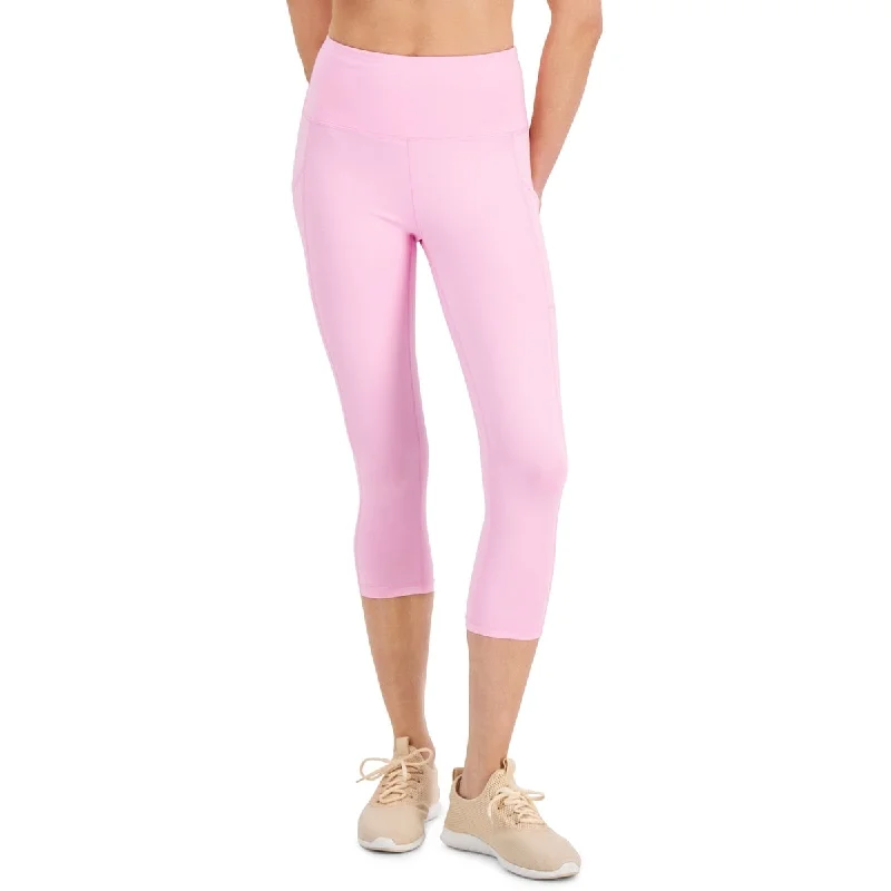 ID Ideology Women's Compression High Rise Side Pocket Cropped Leggings Pink Size X-Small - XS