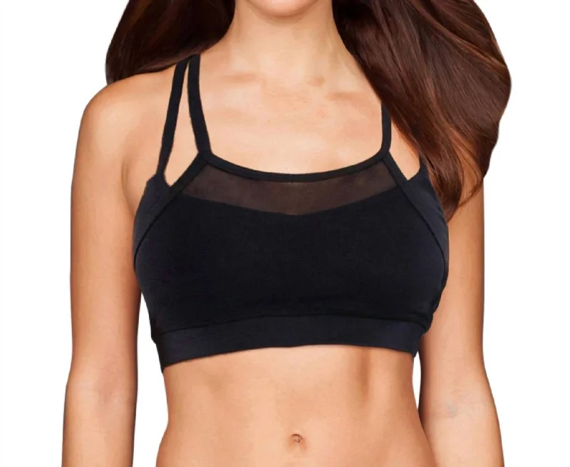 Mesh Overlay Vice Low Impact Sports Bra In Black