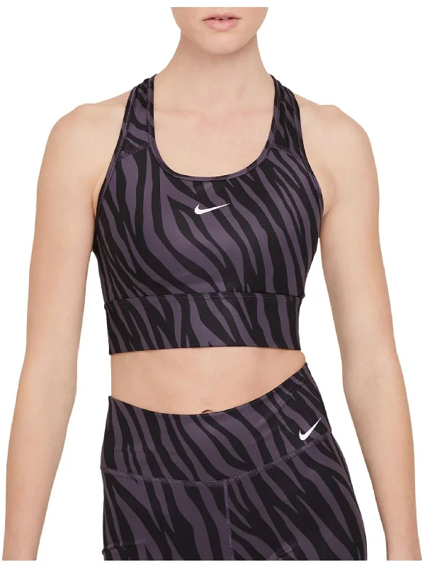 Swoosh Womens Padded Bust Racerback Sports Bra