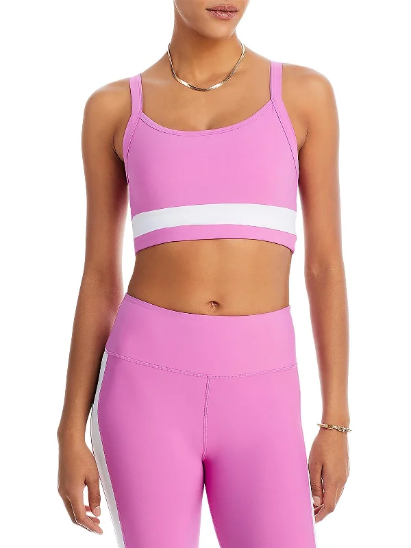 Womens Striped Polyester Sports Bra